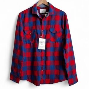 TALLWOODS The Fillmore Flannel Buffalo Check Flannel Shirt Red Blue Button M NWT
